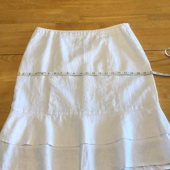 ALEXANDRA BARTLETT White Ruffle Skirt Probably Linen Fully Lined Zip Women’s L - Picture 15 of 16